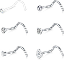 Nasenpiercing Set Kristall Gold Silber 20G 18G 8 Stück