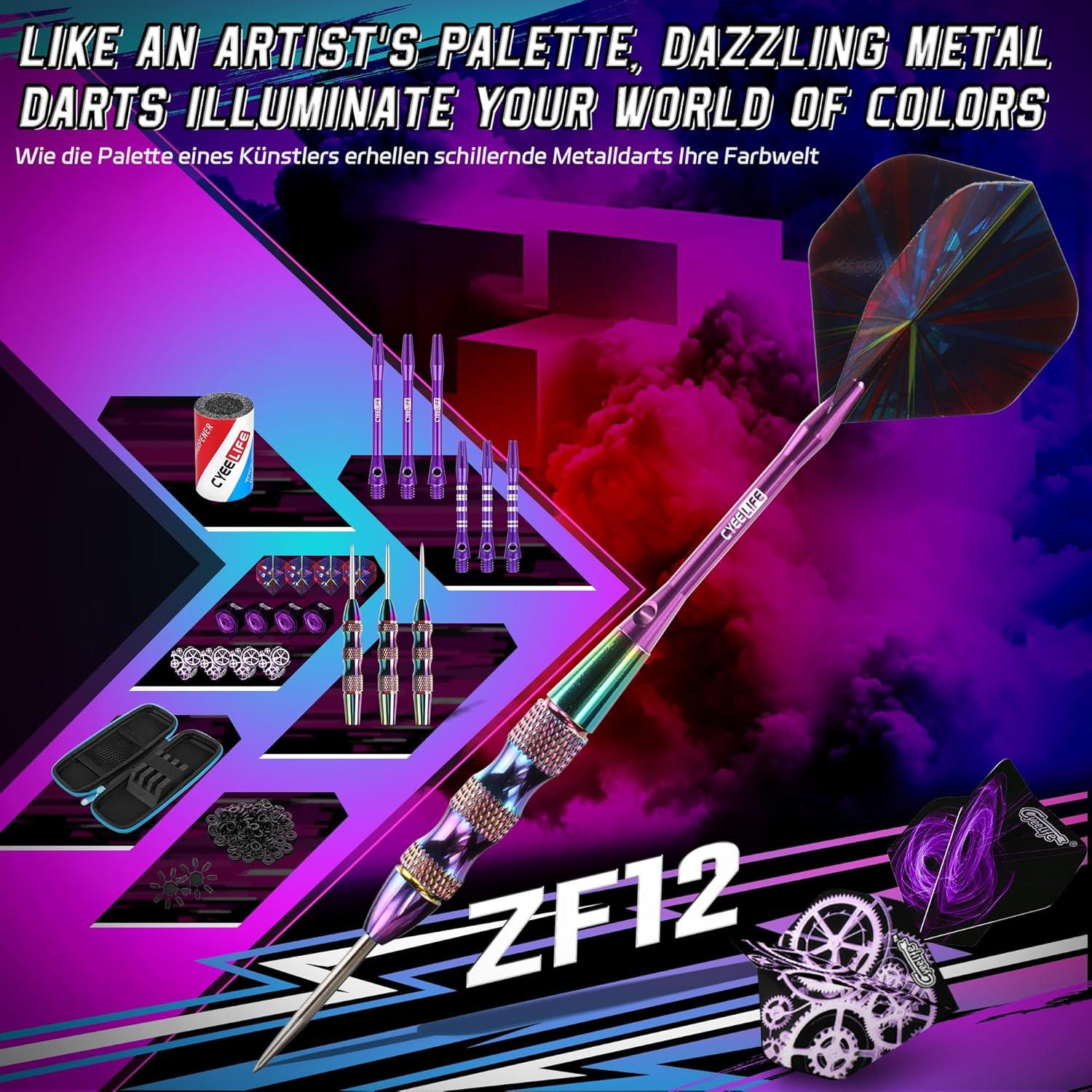 Dartpfeile 22g 3 Stück Profi Steeldarts Aluminium Schaft Flights Gummiringe Sharpener Case Steel Darts Set