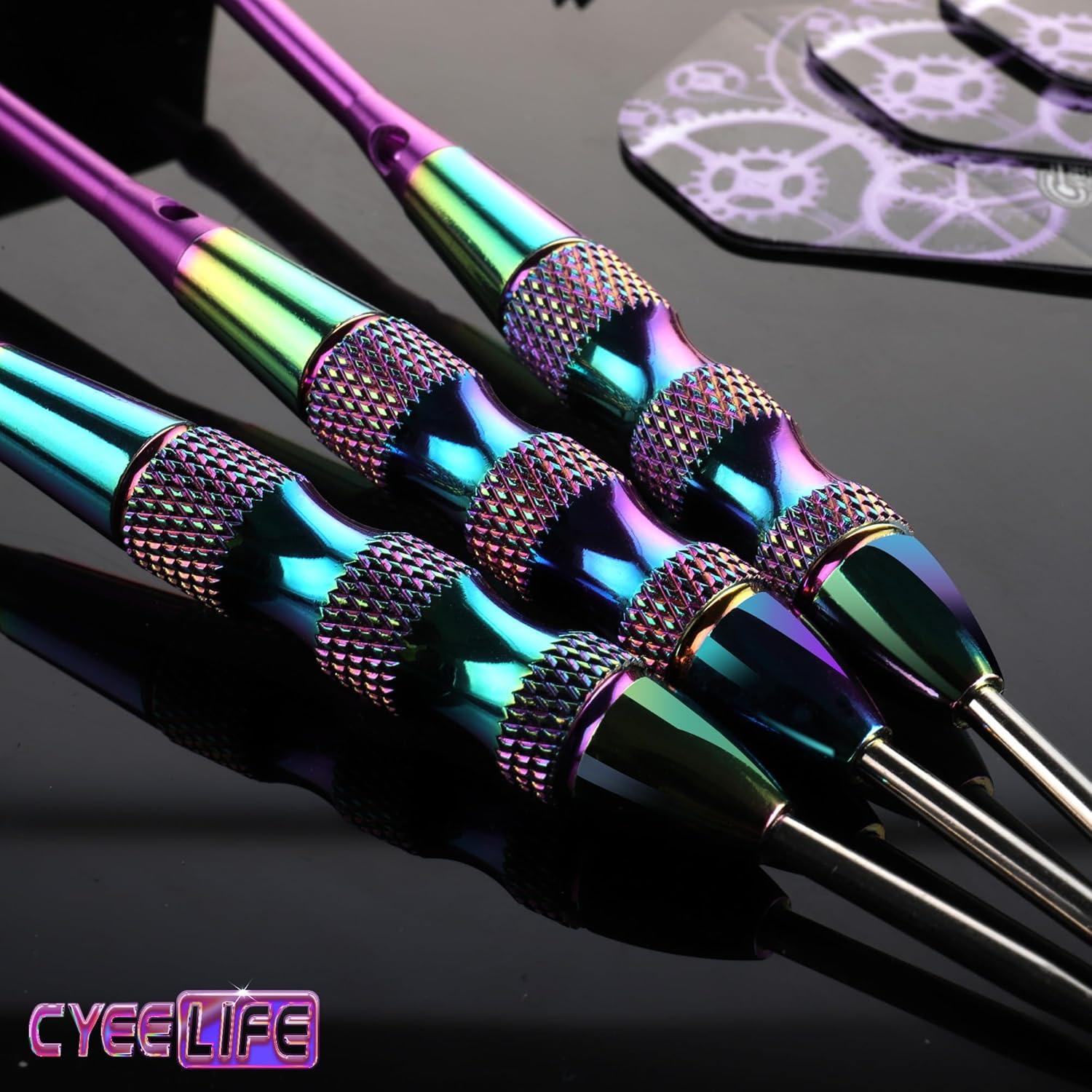 CyeeLife Dartpfeile Metallspitze 22g 3 Stk., 6 Aluminium Schäfte, 12 Flights, 20