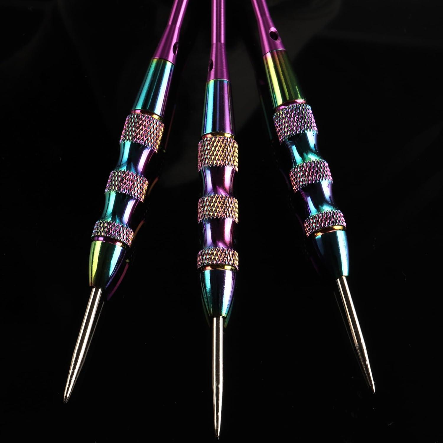 Dartpfeile 22g 3 Stück Profi Steeldarts Aluminium Schaft Flights Gummiringe Sharpener Case Steel Darts Set