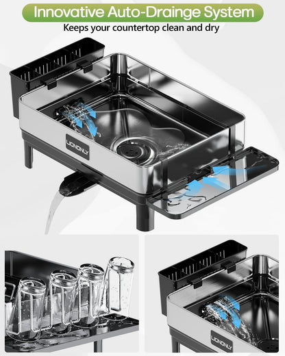 LIONONLY Geschirrabtropfgestell Edelstahl Premium Utensilienhalter Becherhalter