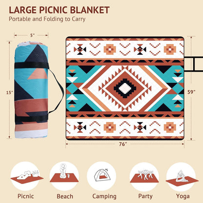 Picknickdecke Wasserdicht Strandmatte 195x150cm Blau