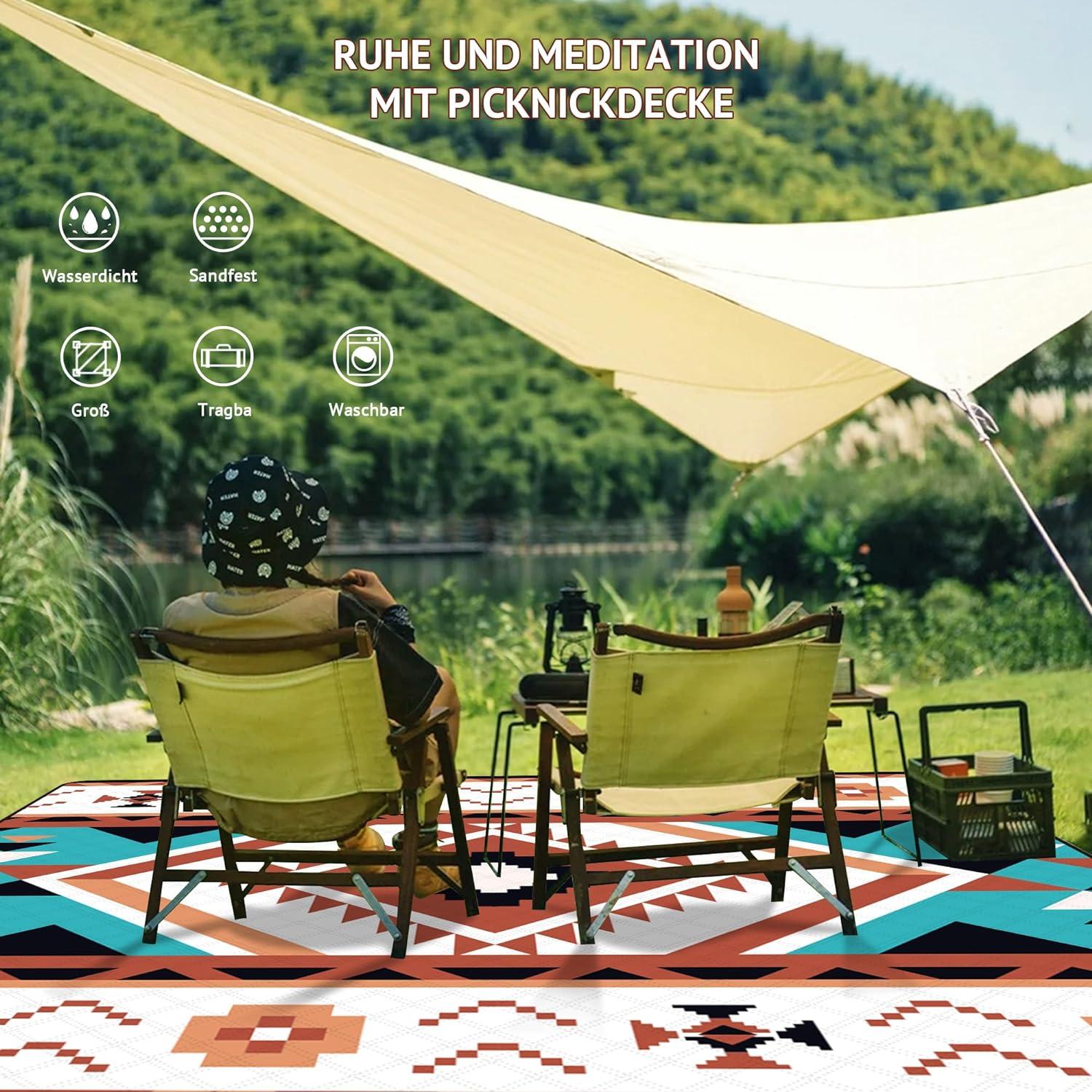 Picknickdecke Wasserdicht Outdoor Strandmatte 195x150cm Isoliert Wetterschutz