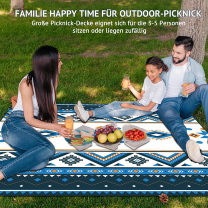Picknickdecke Wasserdicht 195x150cm Outdoor Strandmatte Blau