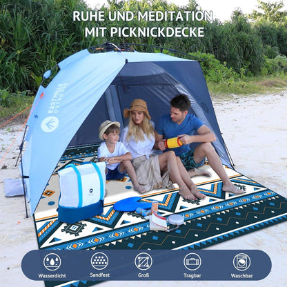 Picknickdecke Wasserdicht 195x150cm Outdoor Strandmatte Blau