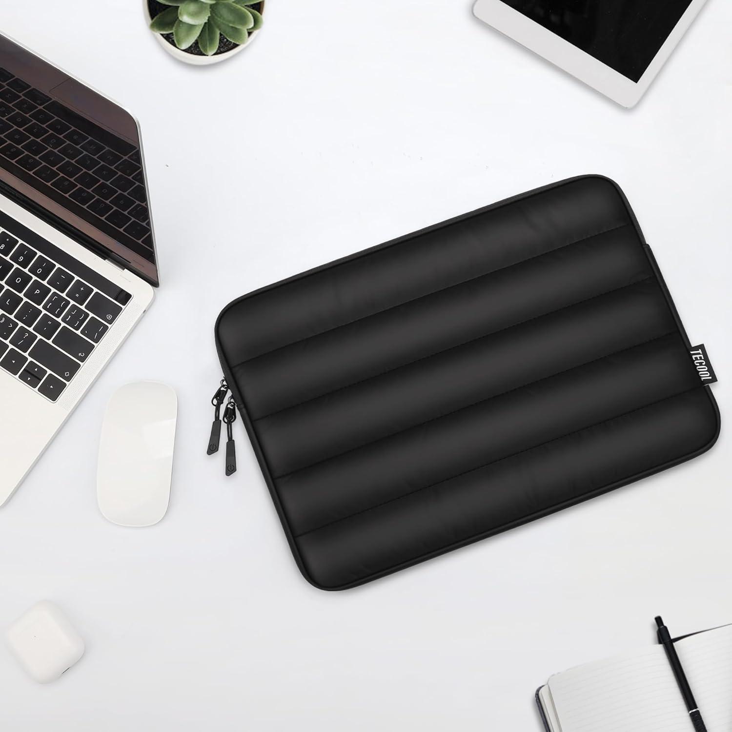TECOOL Puffy 15.6 Zoll Laptoptasche Schutzhülle für Lenovo HP Acer Dell Asus Chromebook, Schwarz
