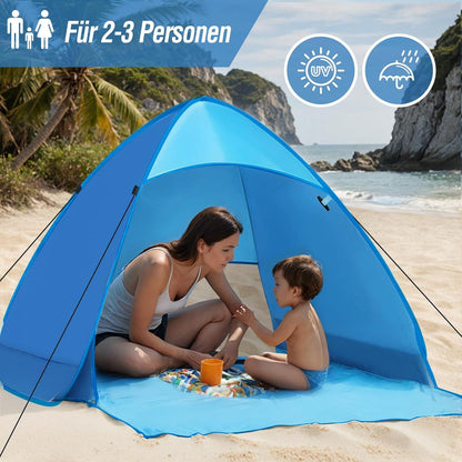 Karvipark Strandmuschel Pop-up-Zelt 2-3 Personen Tragbar UV-Schutz
