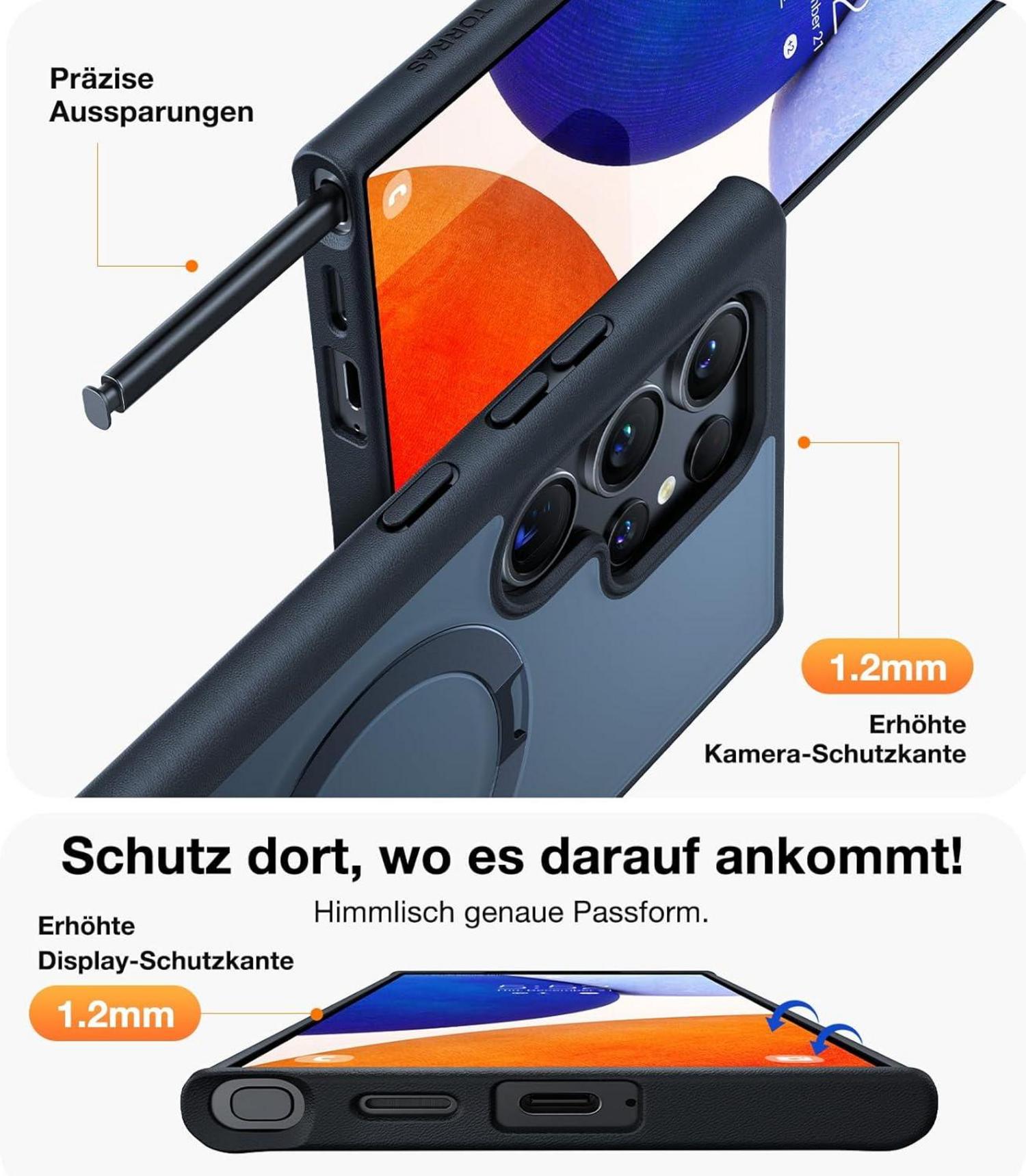 TORRAS Samsung Galaxy S24 Ultra Hülle 5G MagSafe-Ständer Schwarz Magnetisch stoßfest militärischer Schutz