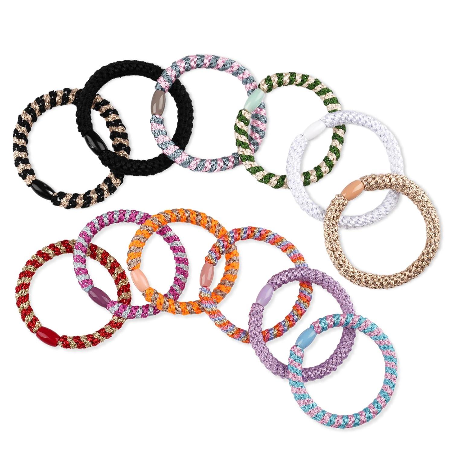 Haargummis Damen 12 Stück Elastisch Zopfgummi Mix Color