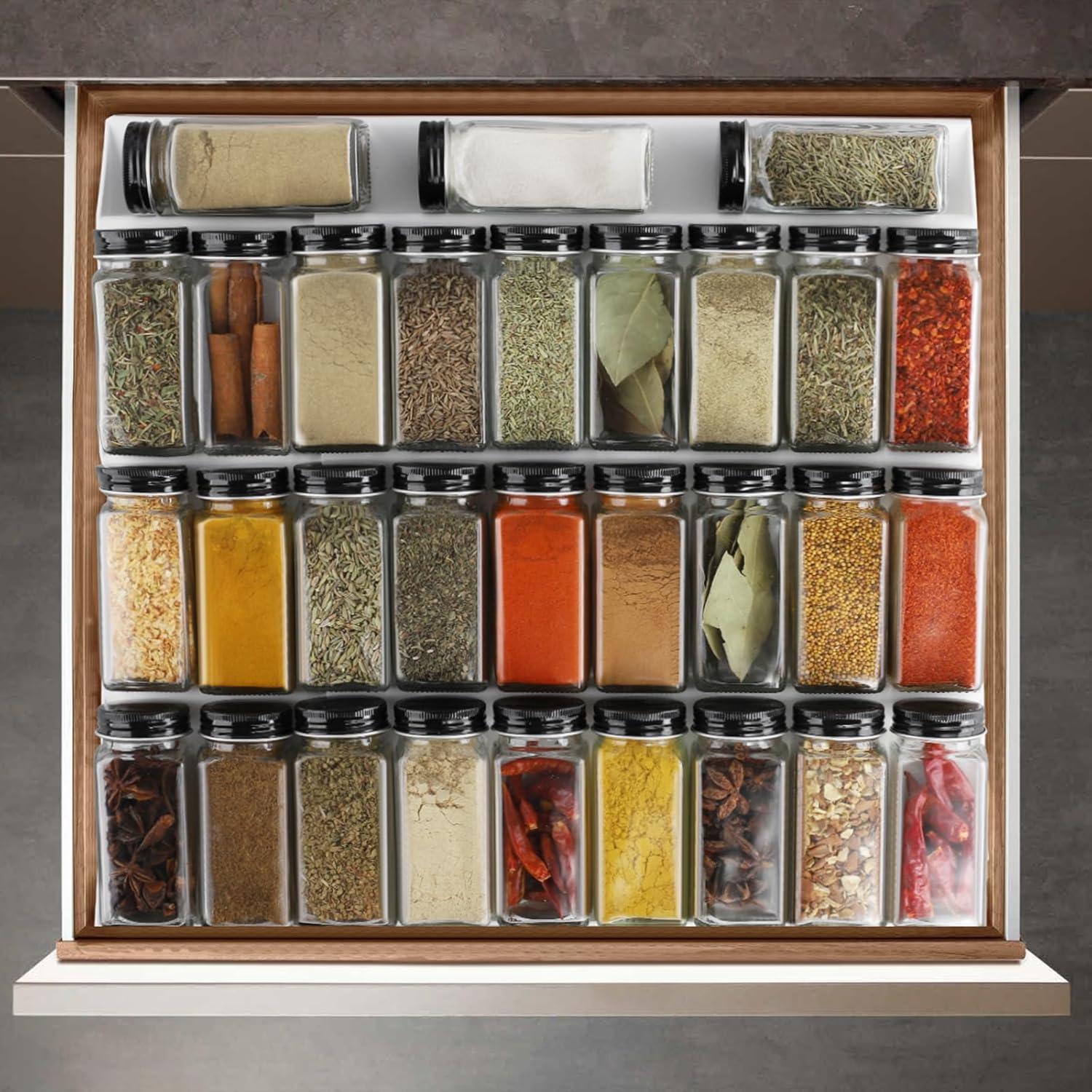 Gewürzregal Schublade Organizer Einstellbar 30-60cm 4 Etagen