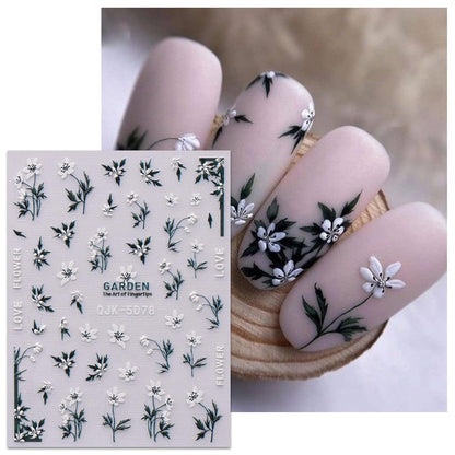 3D Nagelsticker Frühlingsblumen - Nail Art Aufkleber Set