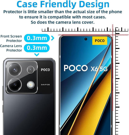 2x Panzerglas Displayschutz + Kameraschutz für Xiaomi Poco X6 5G