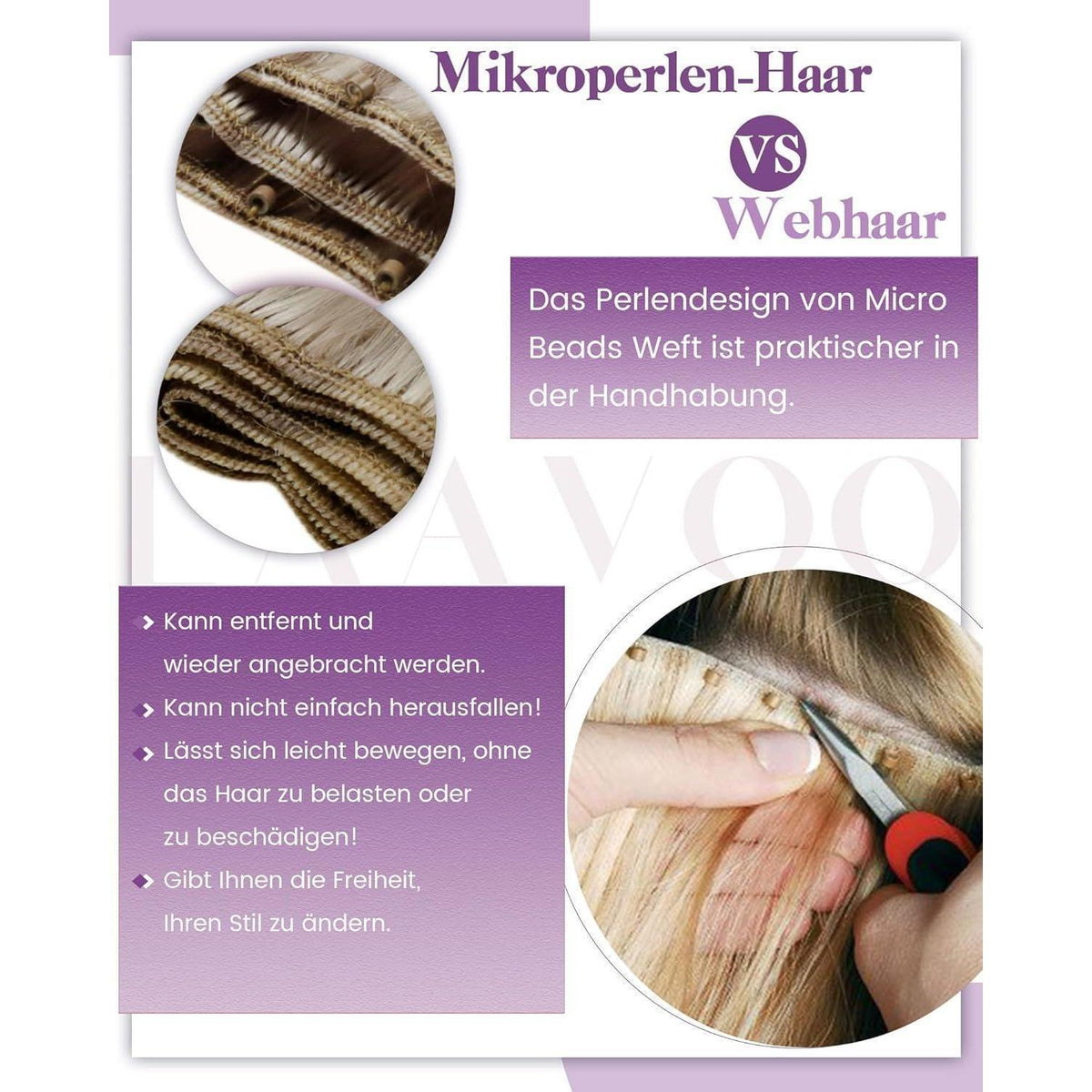 Echthaar Tressen Schwarz 55cm - Micro Weft Haarverlängerung