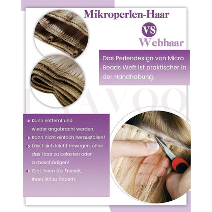 Echthaar Tressen Schwarz 55cm - Micro Weft Haarverlängerung