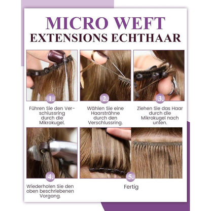 Echthaar Tressen Schwarz 55cm - Micro Weft Haarverlängerung