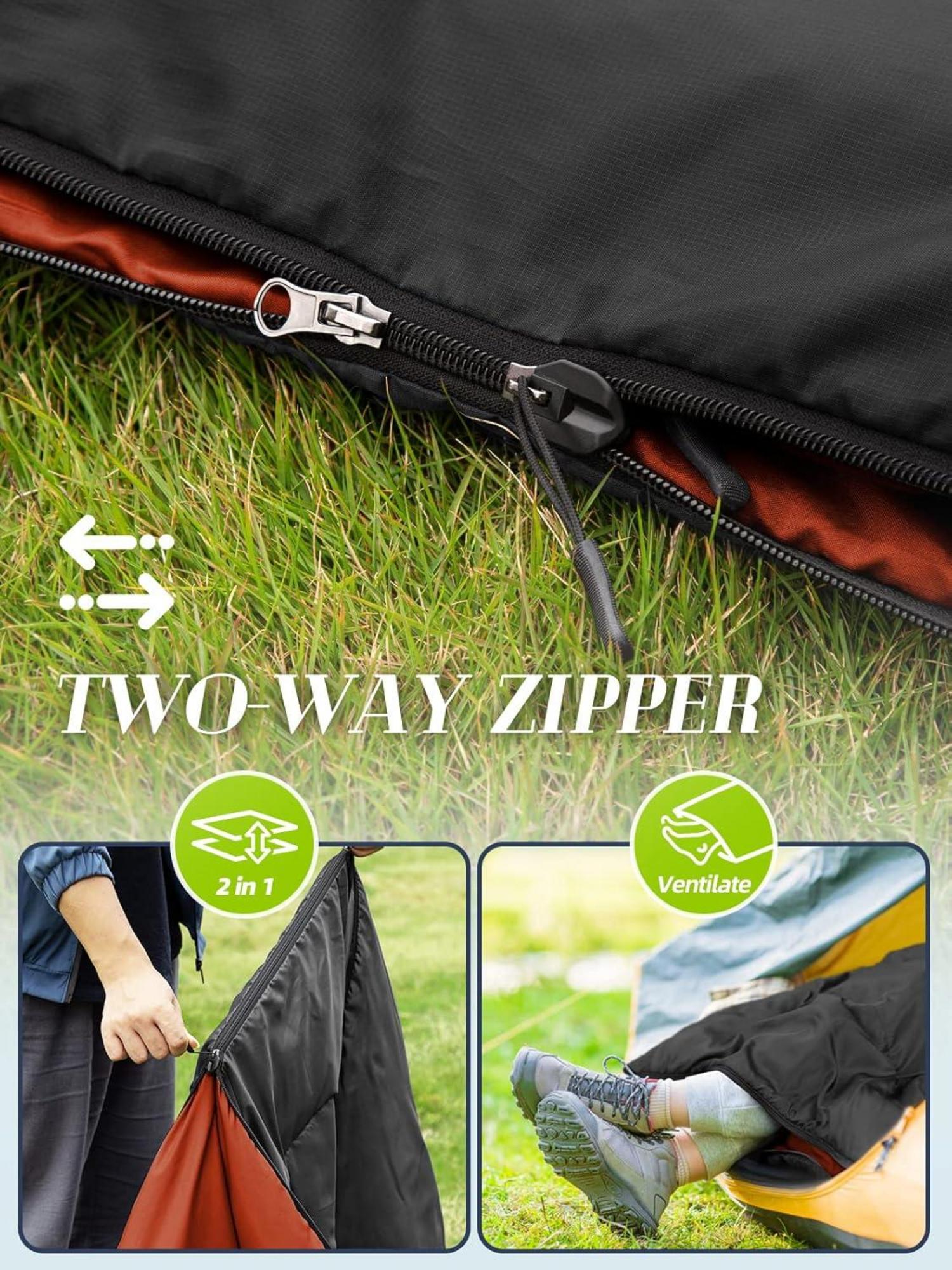 Ultraleichter Schlafsack Camping Festival Outdoor 900g Schwarz