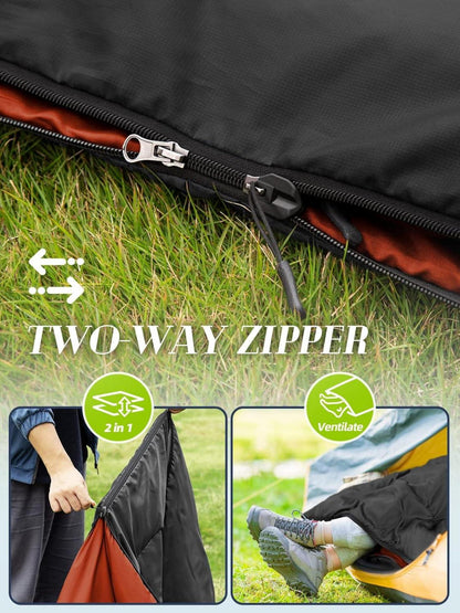 Ultraleichter Schlafsack Camping Festival Outdoor 900g Schwarz