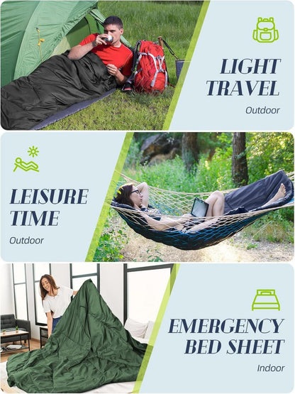 Ultraleichter Schlafsack Camping Festival Outdoor 900g Schwarz
