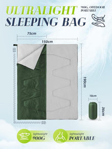 Ultraleichter Schlafsack 900g kleines Packmaß Sommer Camping