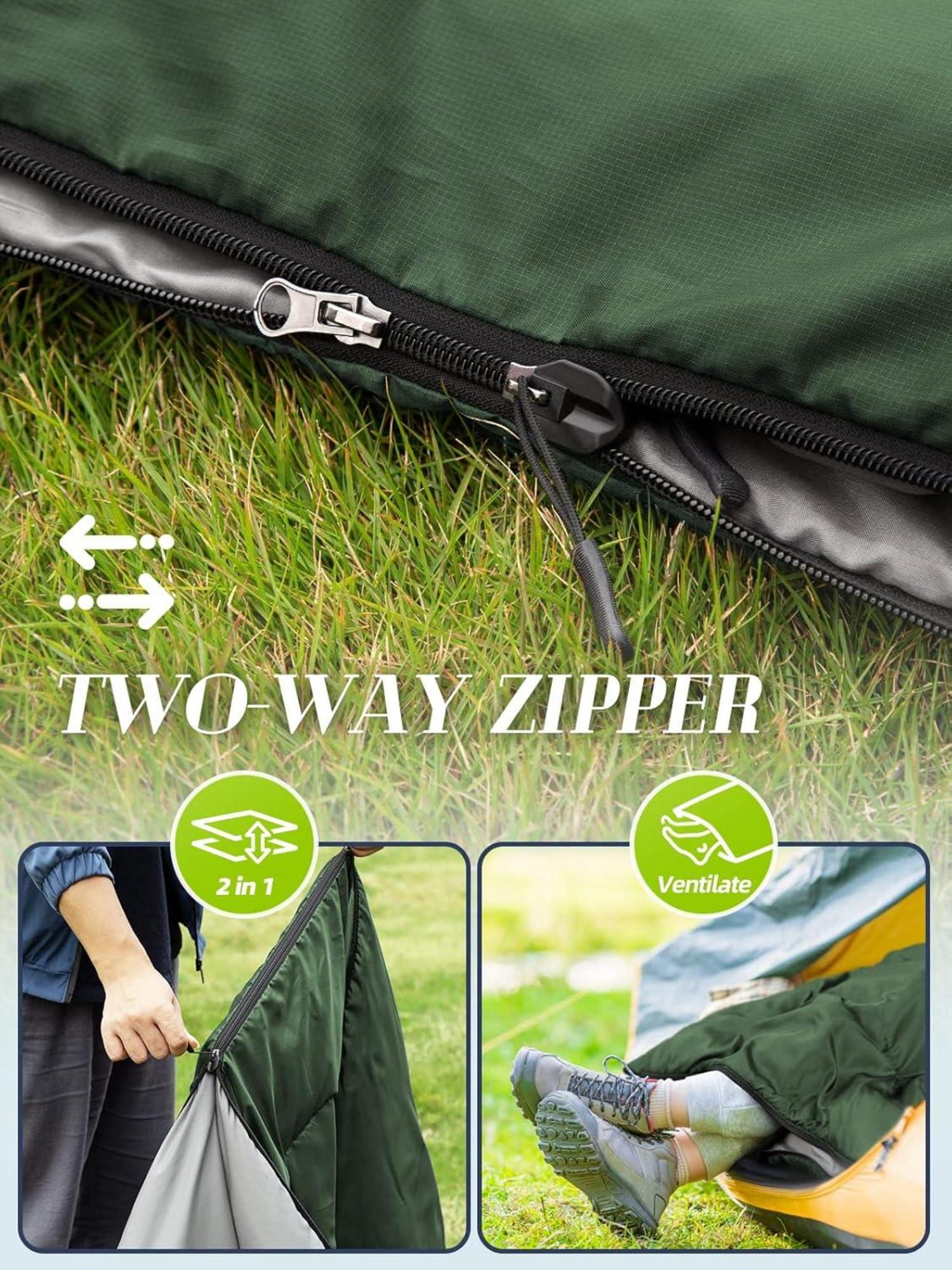 Ultraleicht Sommerschlafsack 900g kleines Packmaß Grün Camping Outdoor
