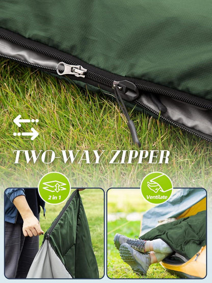 Ultraleicht Sommerschlafsack 900g kleines Packmaß Grün Camping Outdoor