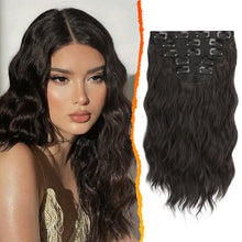 Braune Wellige Clip-In Haarverlängerung 35cm 5PCs Synthetisch