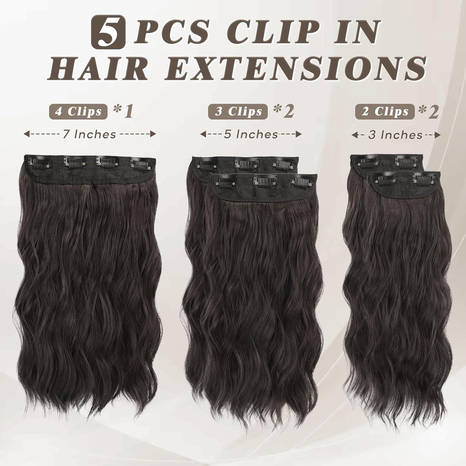 35cm Wellige Braun Clip in Extensions 5PCs Synthetische
