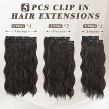 35cm Wellige Braun Clip in Extensions 5PCs Synthetische