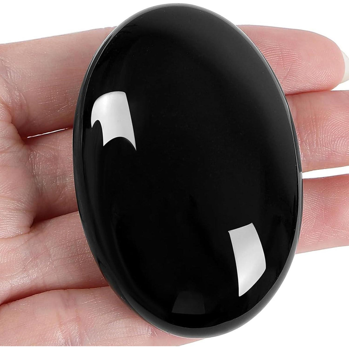 Schwarzer Obsidian Schmuckstein, polierter Kristall für Entspannung und Meditation