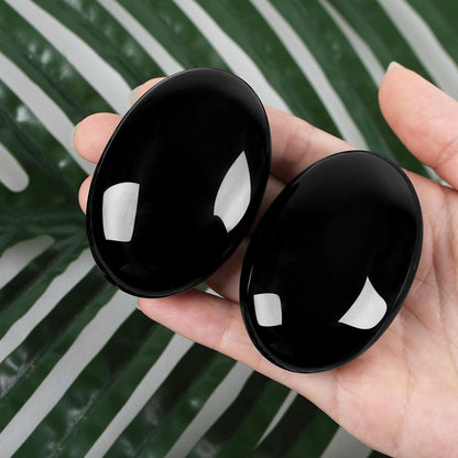 Schwarzer Obsidian Schmuckstein, polierter Kristall für Entspannung und Meditation