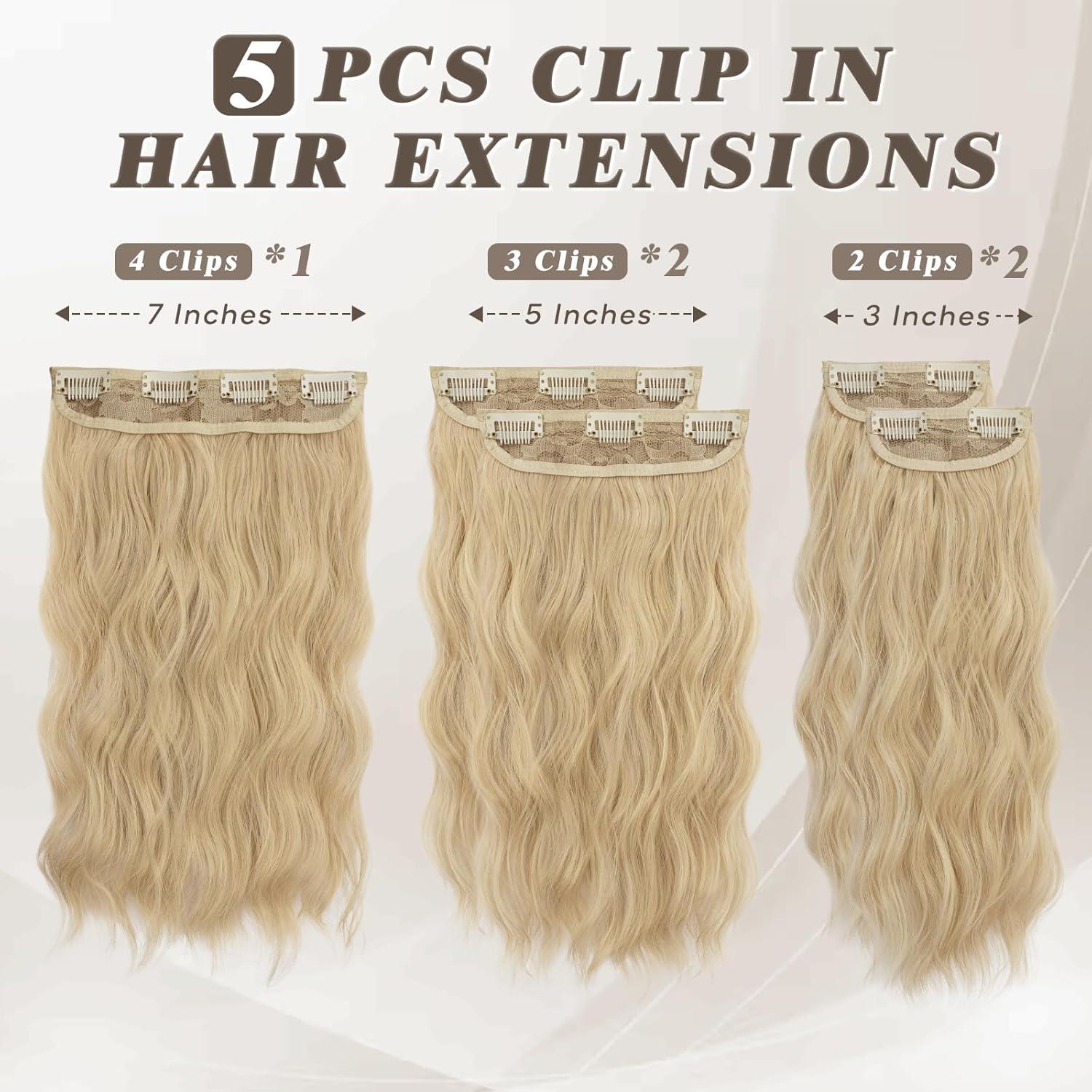 35cm Blond Wellige Clip in Extensions 5-teilig - Hochwertige