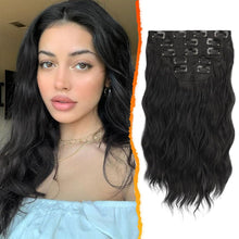 35cm Wellige Schwarz Clip in Extensions 5-teiliges Set