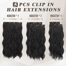 35cm schwarze wellige Clip-in Haarverlängerung 5PCs