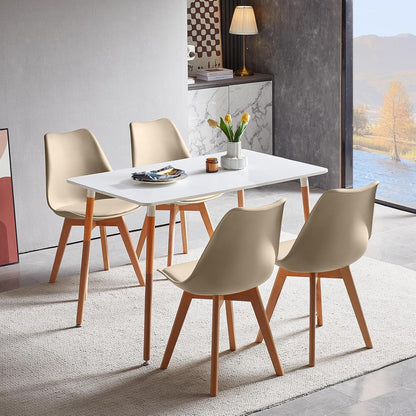 Skandinavische Esszimmerstühle Set 8 – Gepolstert, Khaki