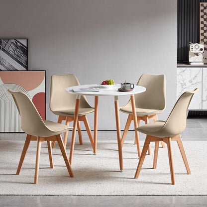 Skandinavische Esszimmerstühle Set 8 – Gepolstert, Khaki