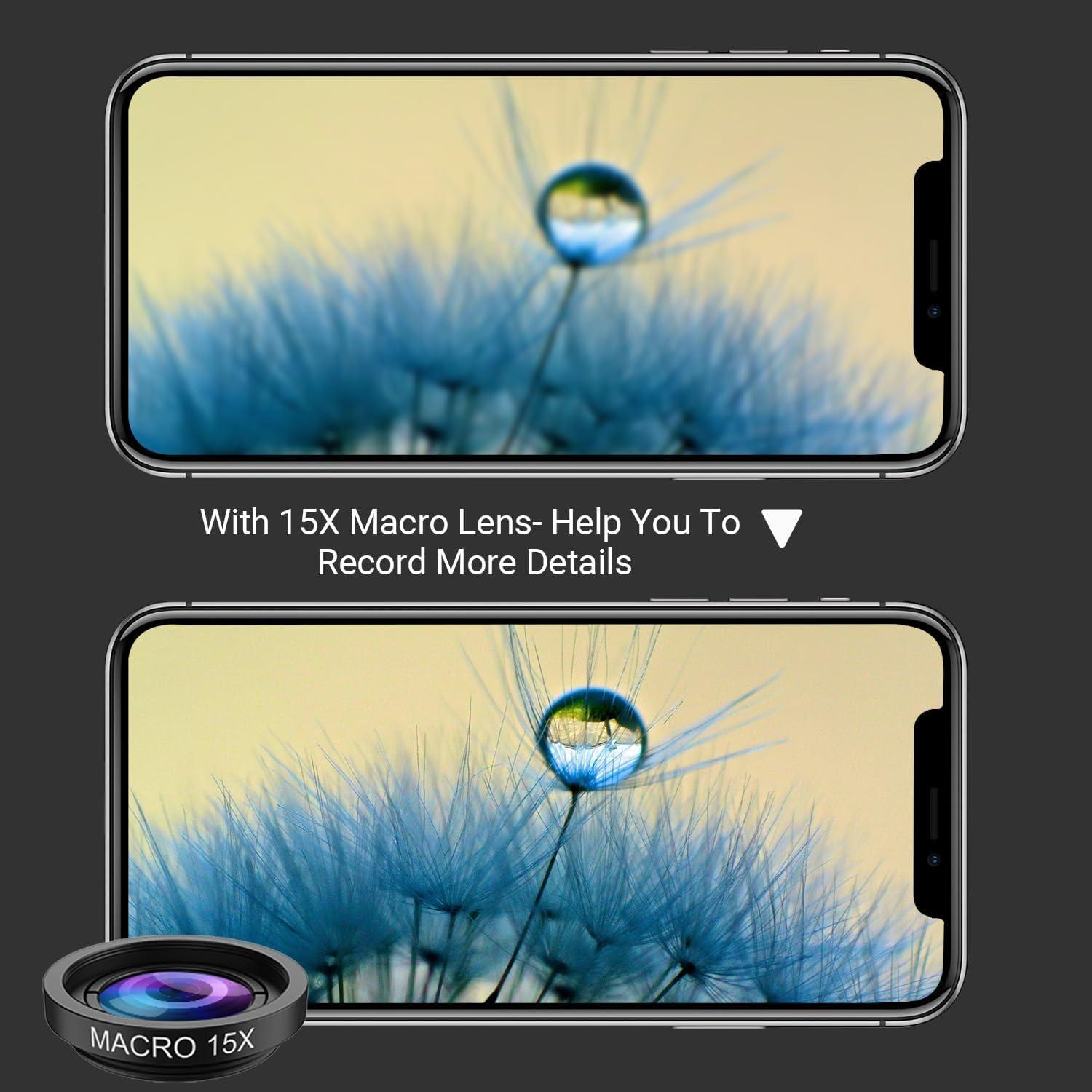 Apexel 5in1 Phone Camera Lens Kit Wide Angle Macro Fisheye