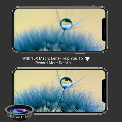 Apexel 5in1 Phone Camera Lens Kit Wide Angle Macro Fisheye