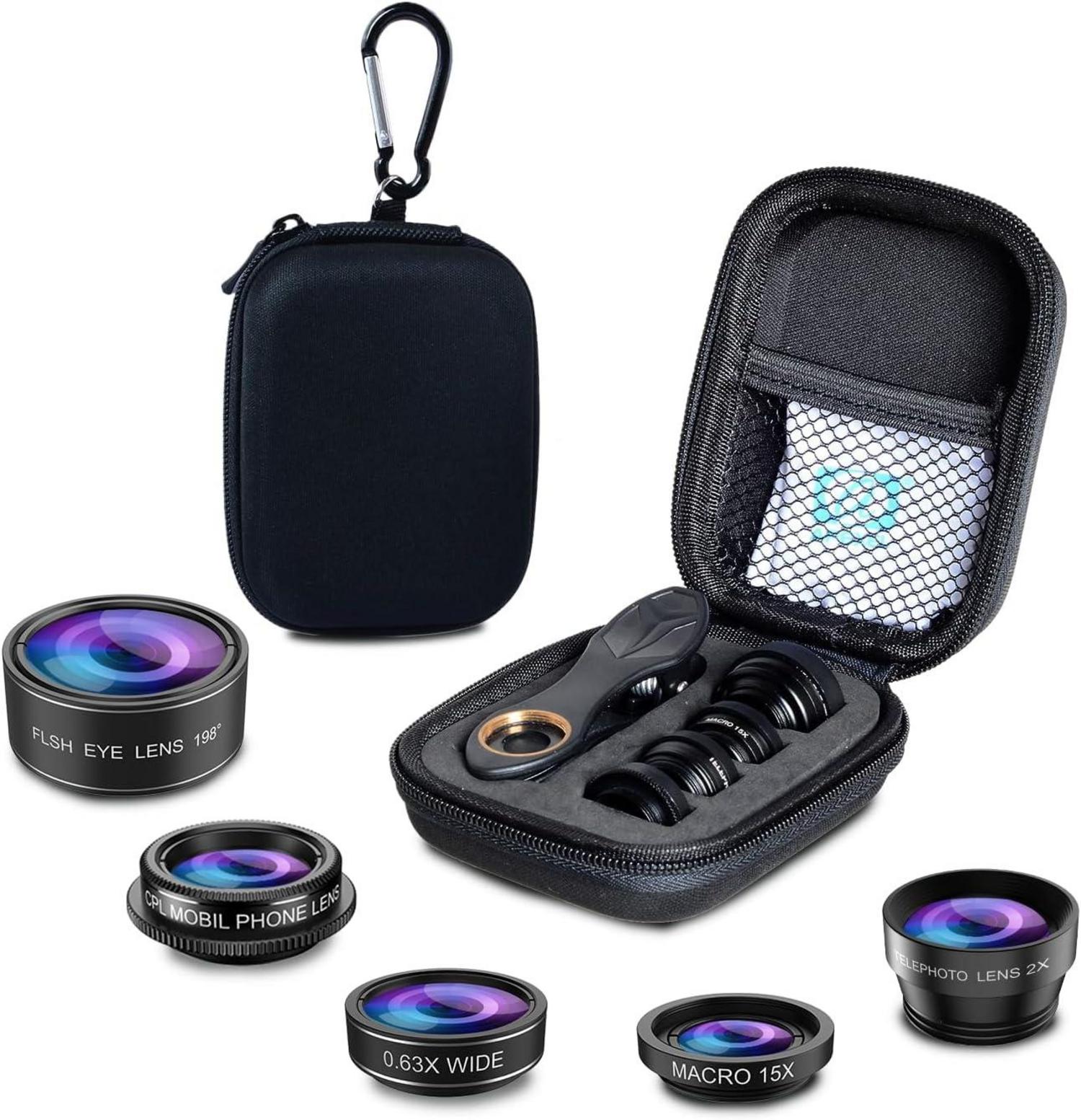 Handy Kamera Lens Kit 5-in-1 Wide Angle Macro Telephoto Fisheye Lens