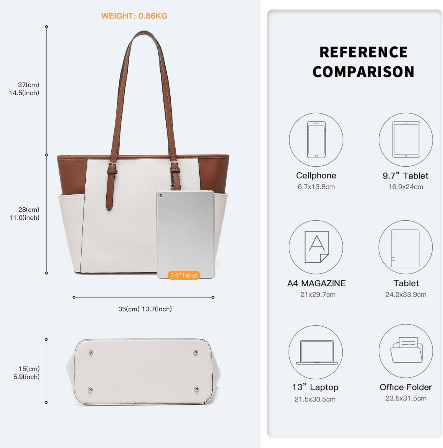 Große Damen Shopper Handtasche Schwarz PU Leder A4