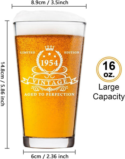 Vintage 1954 Bierglas 480ml in Holzfassbox - Geschenk zum