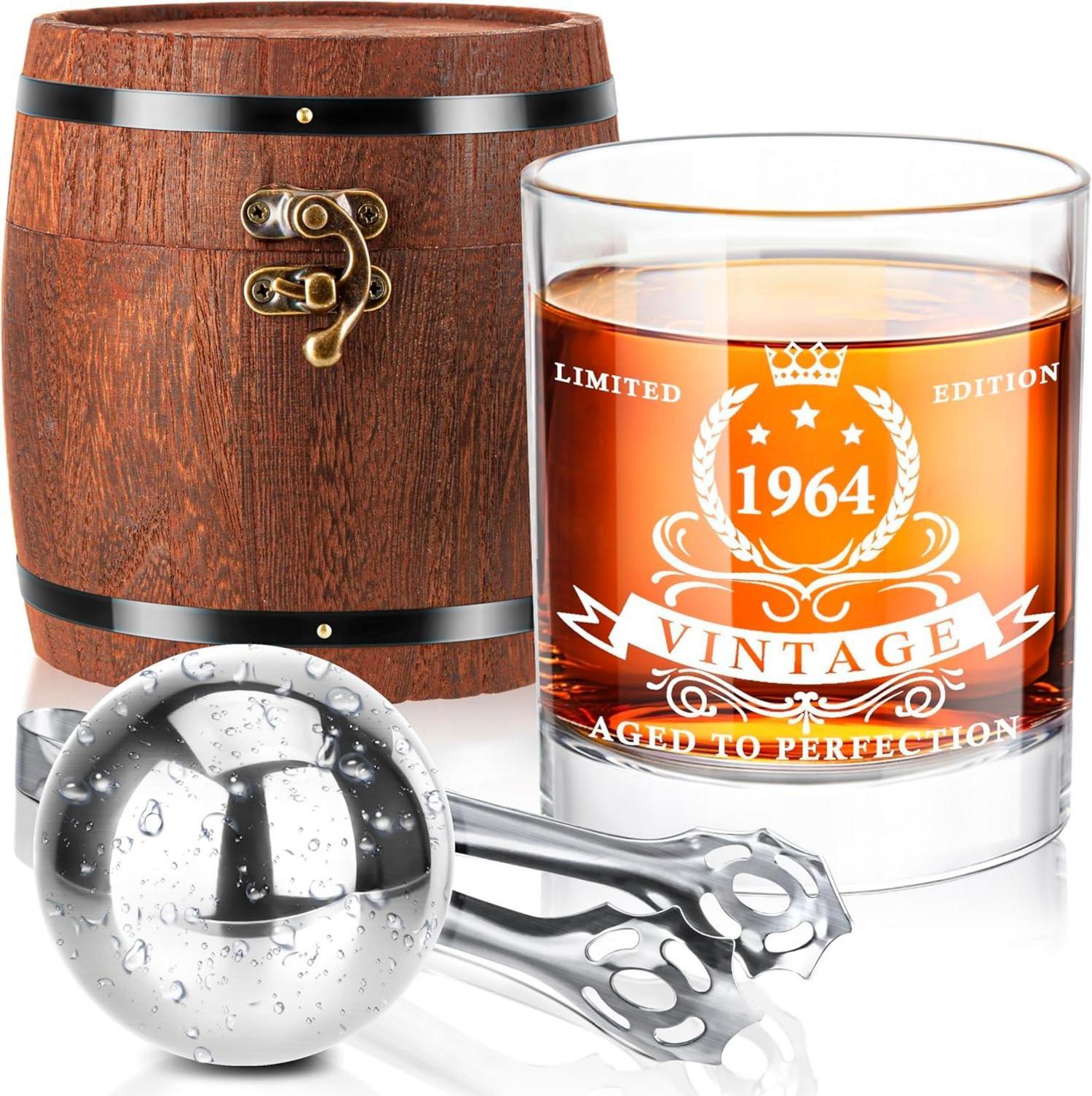 Whiskyglas-Set mit Fassbox für 60. Geburtstag, 1964 Geschenkidee