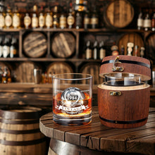 Whiskyglas-Set 1984 für Männer in Fassbox