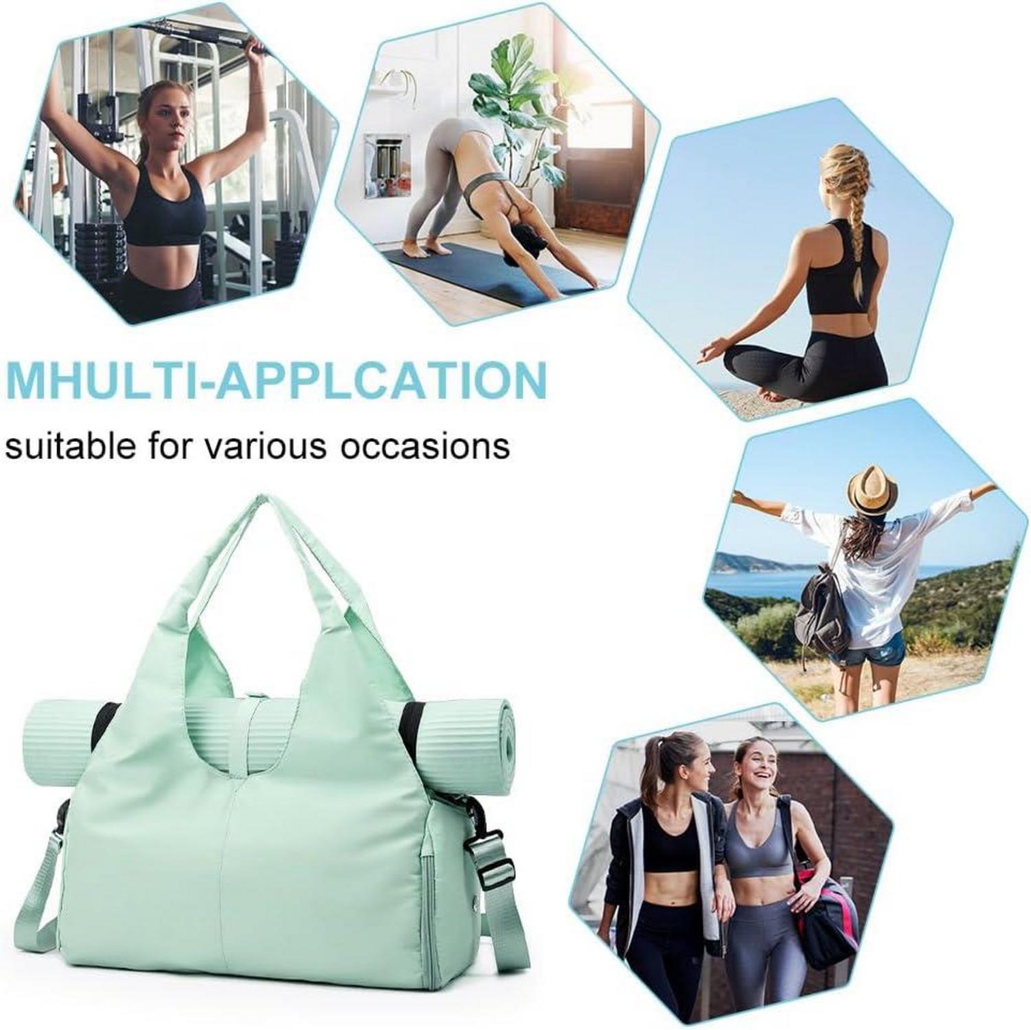 Wasserdichte Sporttasche mit Schuh- und Nassfach, Yogatasche Fitnesstasche