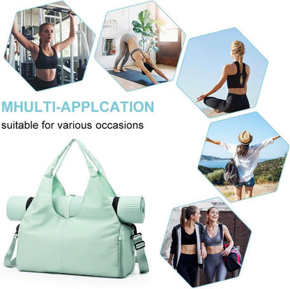 Wasserdichte Sporttasche mit Schuh- und Nassfach, Yogatasche Fitnesstasche