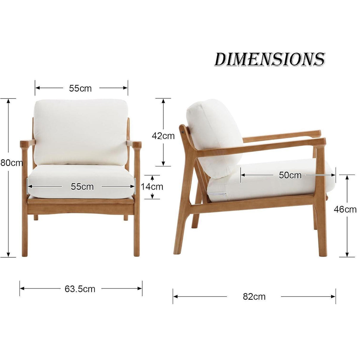 Leinen Ohrensessel Wohnzimmer – Bequemer Loungesessel mit Holzrahmen