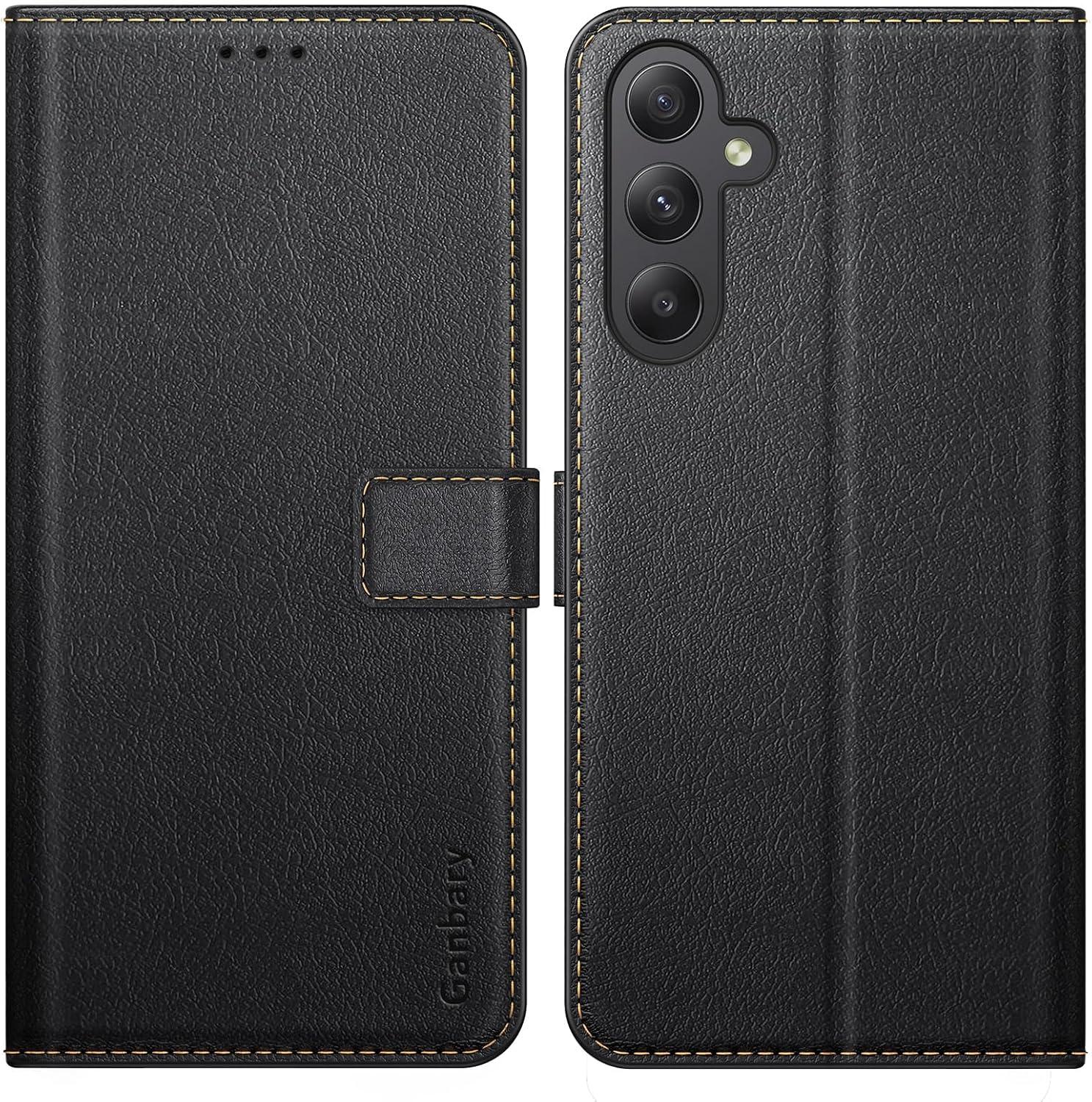 Samsung Galaxy A55 5G Handyhülle - Premium Leder Klapphülle Schwarz
