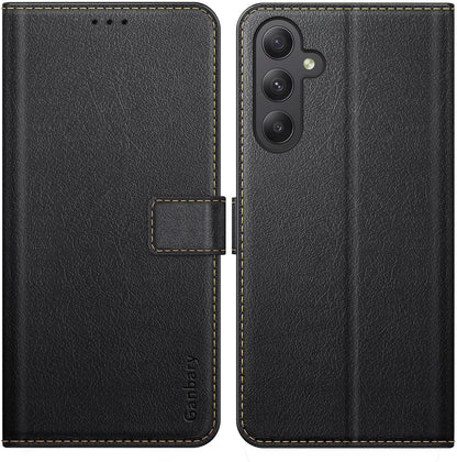 Samsung Galaxy A55 5G Handyhülle - Premium Leder Klapphülle Schwarz