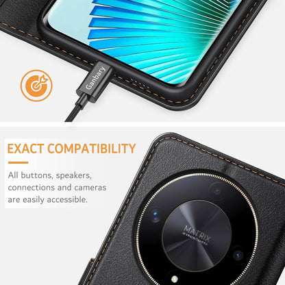 Leder Handyhülle Honor Magic6 Lite Schwarz Kartenfächer Magnetverschluss