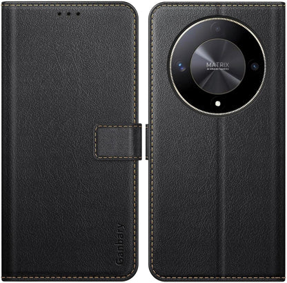 Honor Magic6 Lite Handyhülle Leder Klapphülle Schwarz
