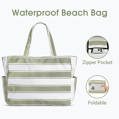 Strandtasche XXL Damen Umhängetasche Wasserdicht mit Nasstasche 40L